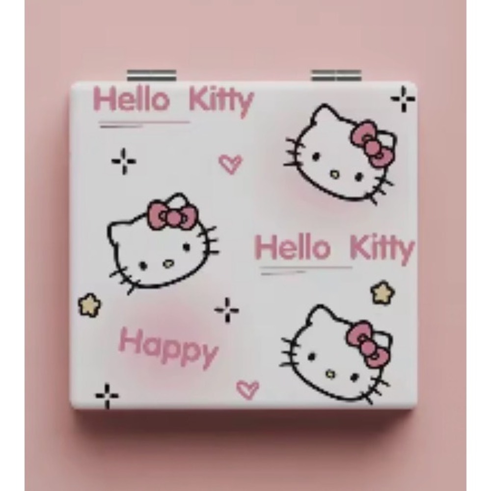 Hello Kitty Compact Makeup Mirror Pink White Square Folding Travel‎ Mirror
